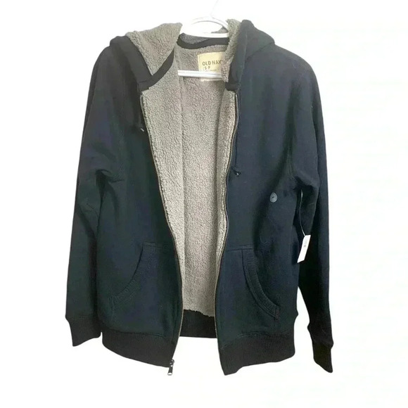 Old Navy NWT navy blue zip up thick hoodie with pockets, size small - Picture 3 of 7